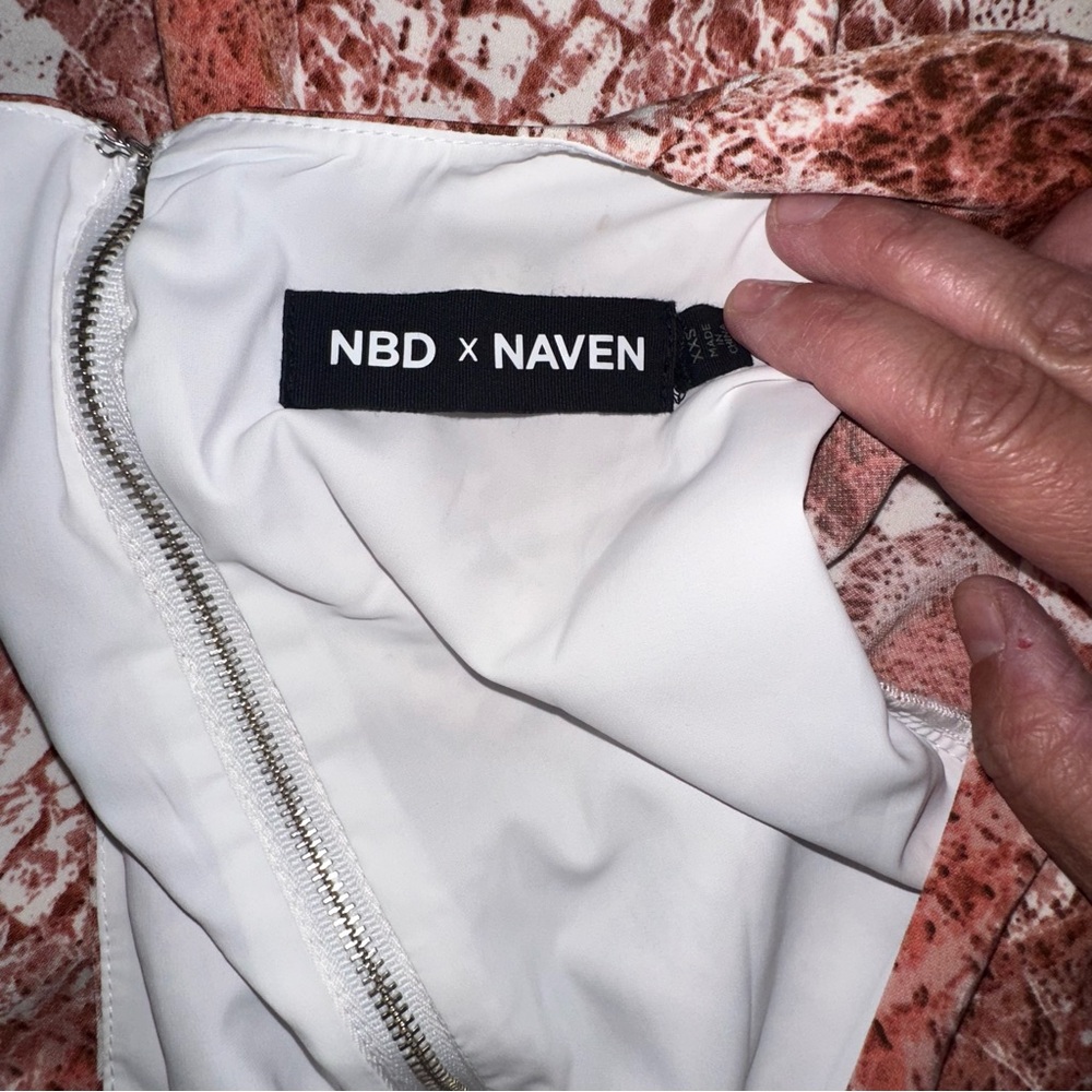 NBD X Naven • Rachel Mini Dress Size XXS Red Snake Party Event Date Night Plunge - Picture 9 of 14